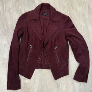 Vex Collection Faux Suede Blazer - Burgundy - Size 34